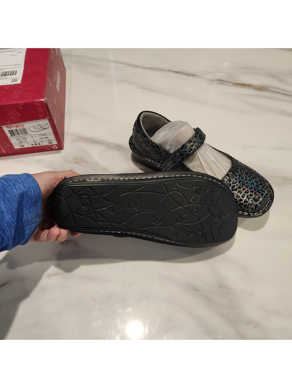 NIB Alegria Belle Wilder Mary Jane Shoes Black Multi Leather 8–8.5 - Picture 7 of 7